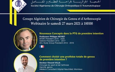 Webinar, 27 mars 2021, Groupe Algérien de Chirurgie du Genou et d’Arthroscopie